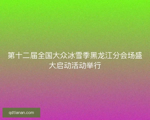 第十二届全国大众冰雪季黑龙江分会场盛大启动活动举行