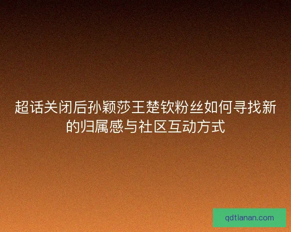 超话关闭后孙颖莎王楚钦粉丝如何寻找新的归属感与社区互动方式